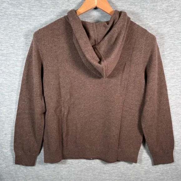 Quince Mongolian Cashmere Full Zip Hoodie Women's L Brown Soft Travel NEW - Picture 2 of 8